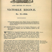 Protection maintenance and upbringing of orphans and other destitute children of the Aborigines - 1844. Item from South Australia. Acts of the Parliament of South Australia.